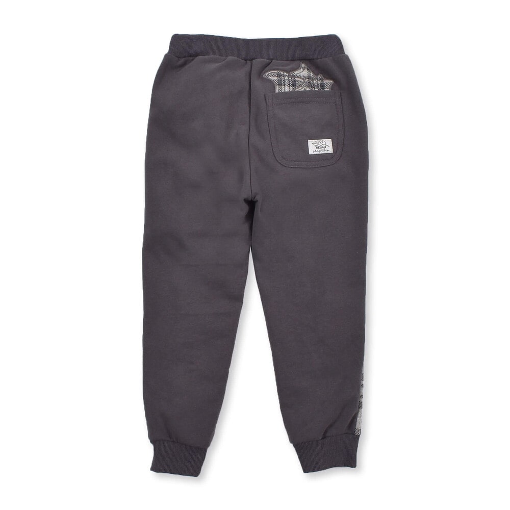 チェック × 無地 ポケット パッチ ロングパンツ (80~130cm) グレー系 100cm