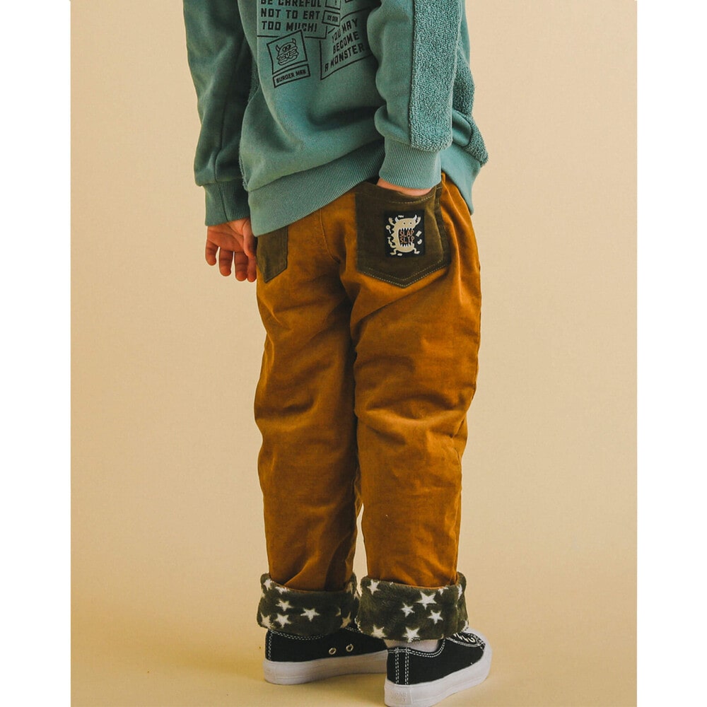 リバーシブル コールテン × 星 ボア モンスター 刺繍 パンツ (80~130cm) グレー 80cm