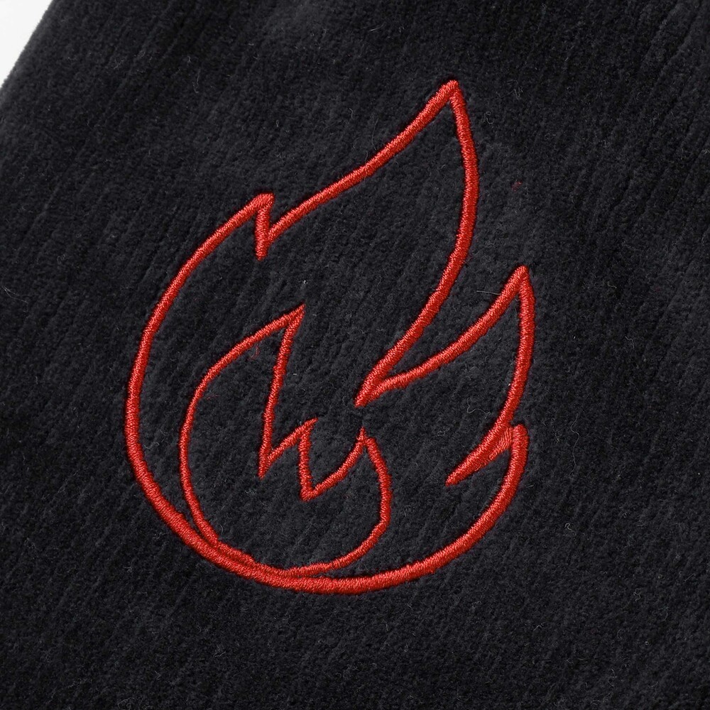 消防車恐竜おしりパッチ折り返し裾チェックロングパンツ(80~130cm) ブラック 80cm