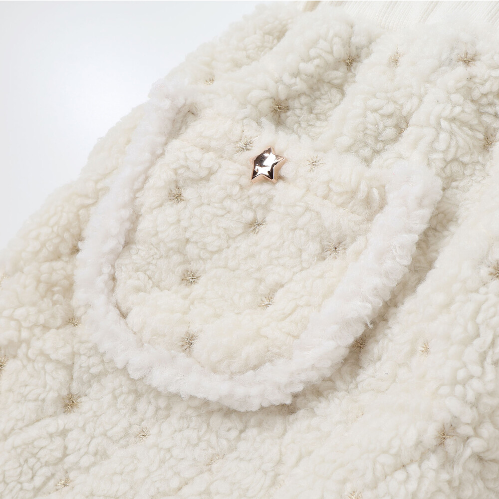 【お揃い】もこもこキラキラボアスカッツ(80~130cm) オフホワイト 80cm