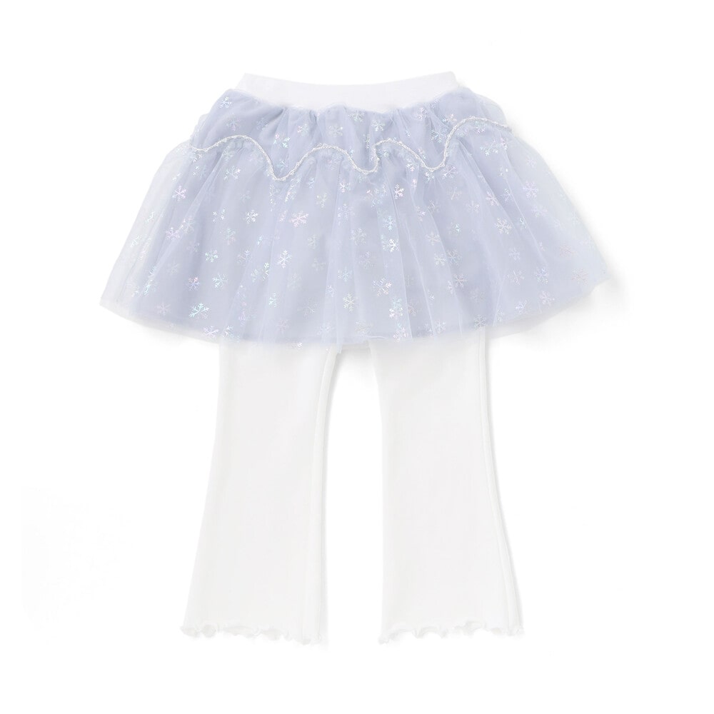 ふわふわドット雪柄チュールセミフレアスカッツ(80~120cm) ブルー 80cm