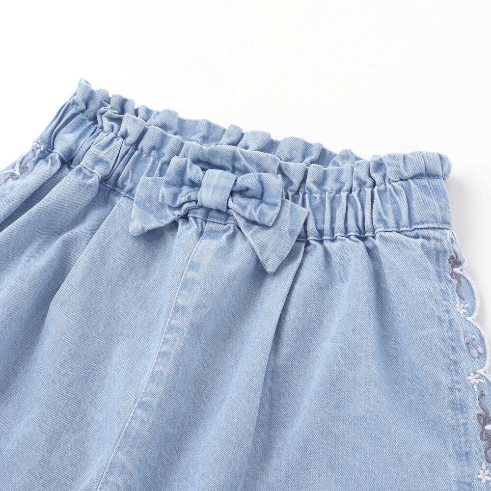 スカラップ7分丈デニム&ツイルパンツ(90~130cm) ブルー 90cm