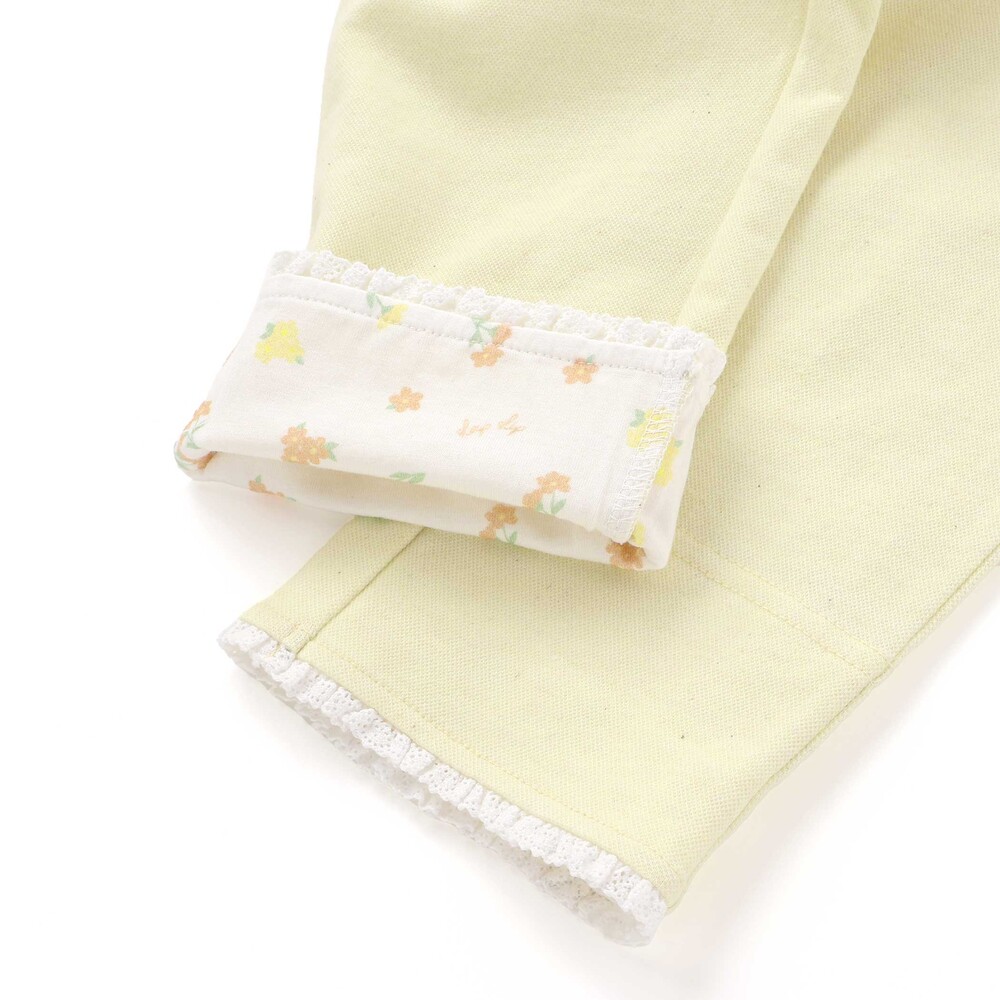 裾折り返しレース7分丈ツイルパンツ(80~120cm) パープル 80cm