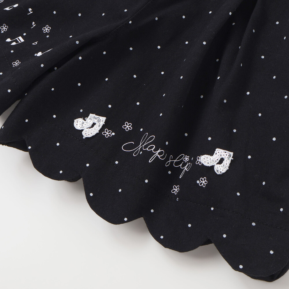 キラキラプリント裾スカラップリボン付きショートパンツ(90~130cm) ブラック系 90cm