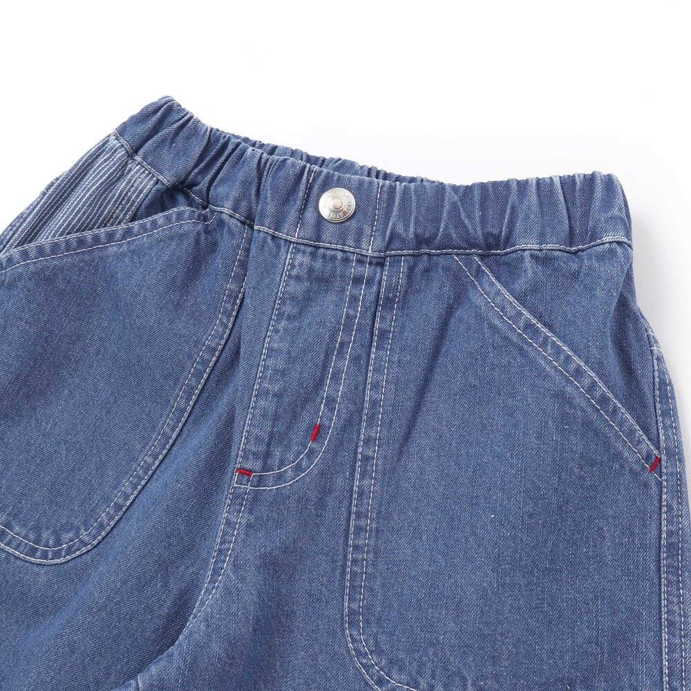 フルーツ昆虫パッチストライプ切り替え5.5分丈デニムパンツ(80~130cm) ブルー 80cm