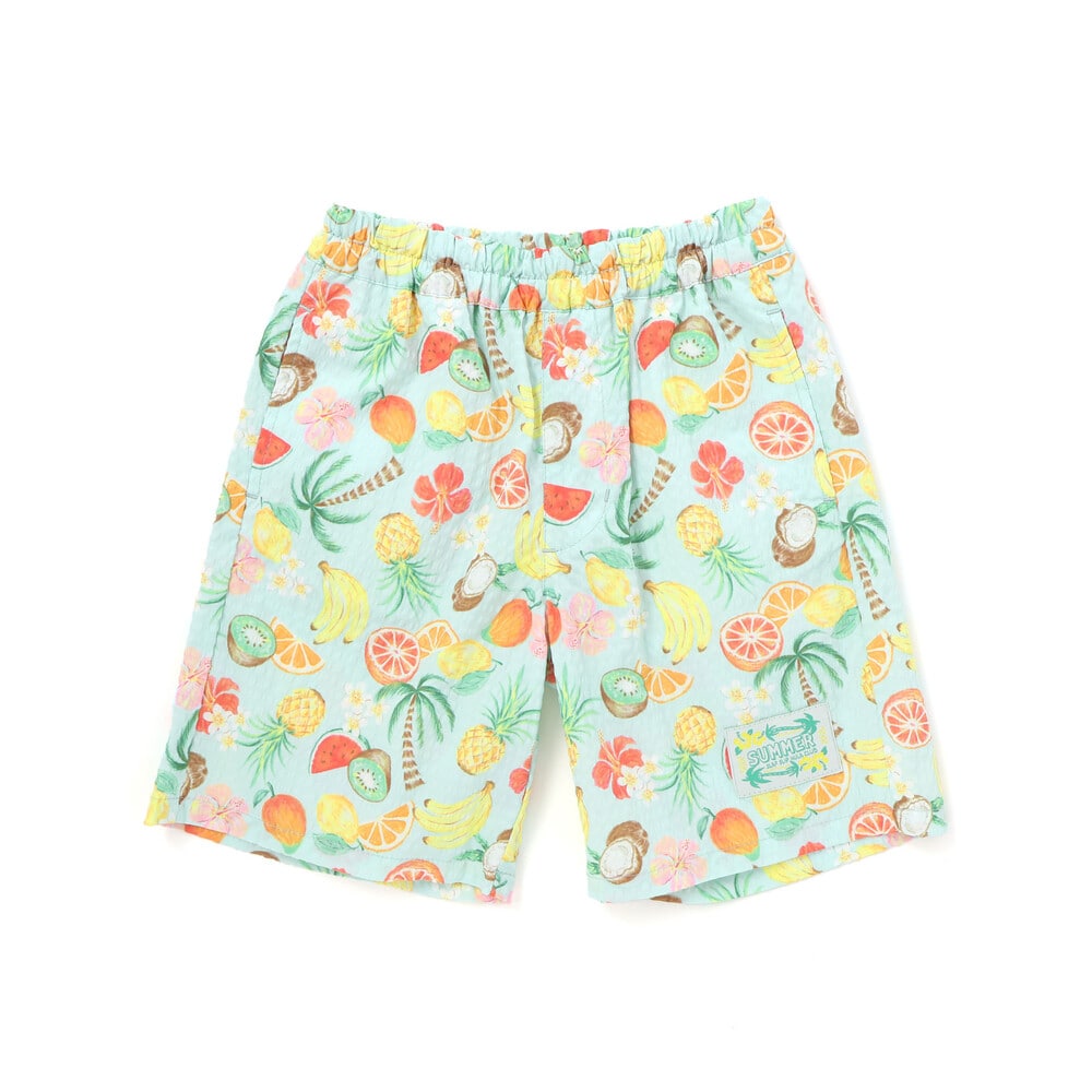 【お揃い】トロピカル総柄ショートパンツ(80~130cm) ブルー系 80cm