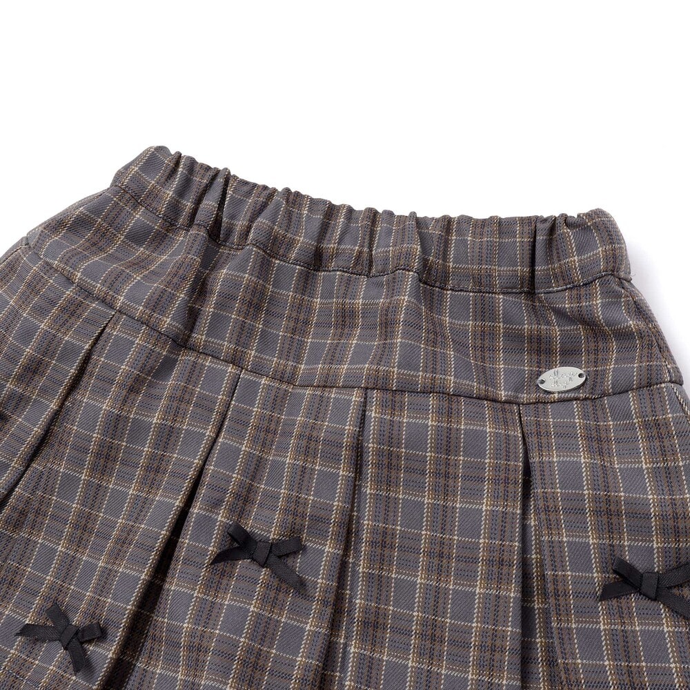 プリーツチェック柄スカパン(90~130cm) グレー系 90cm