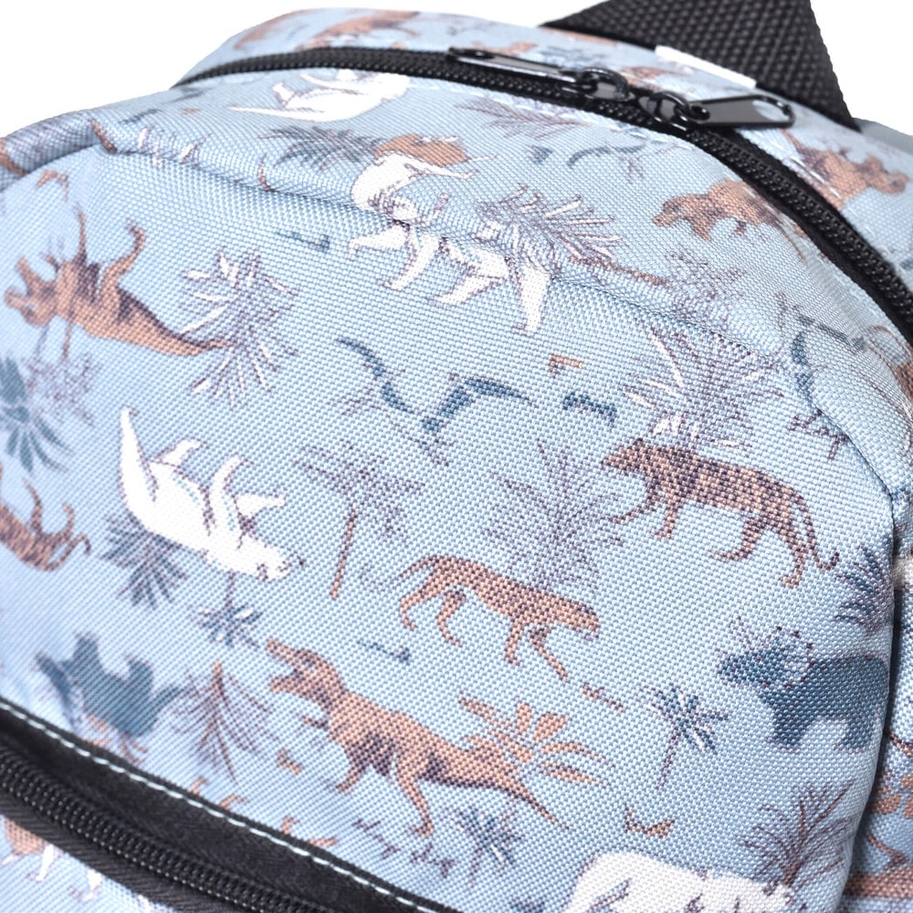 総柄 恐竜 働く車 ポケット 付き リュック (S~M)(S グレー系): グッズ