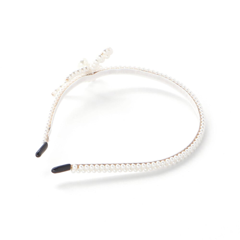 パールビーズお花レースカチューシャ オフホワイト(レース) ワンサイズ