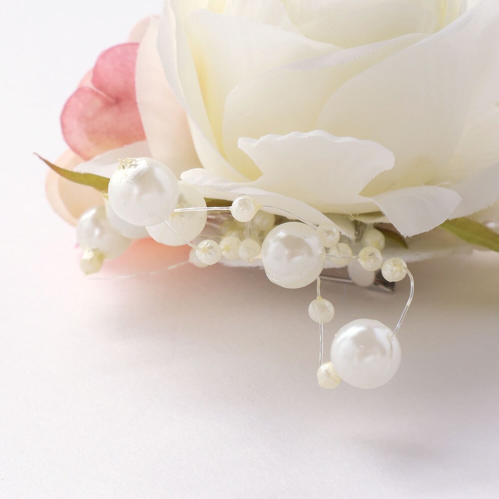 フラワーパール風ビーズコサージュ ブルー ワンサイズ