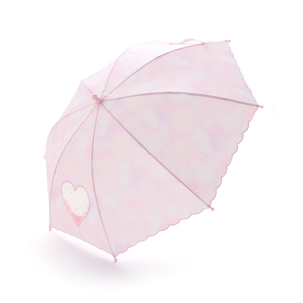 【お揃い】ハートキラキラプリント総柄傘(45~50cm) ブルー系 S(45cm)