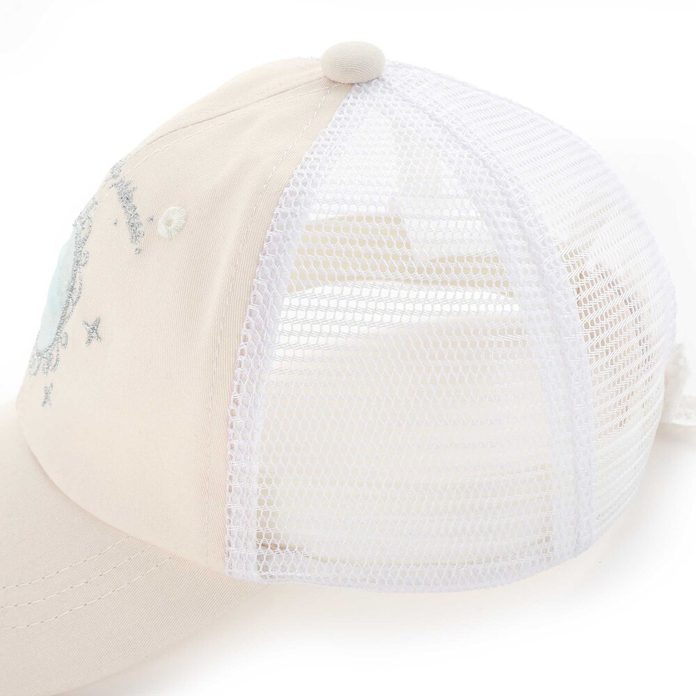 キラキラパッチ刺しゅうリボンメッシュキャップ(52~54cm) オフホワイト S(52cm)