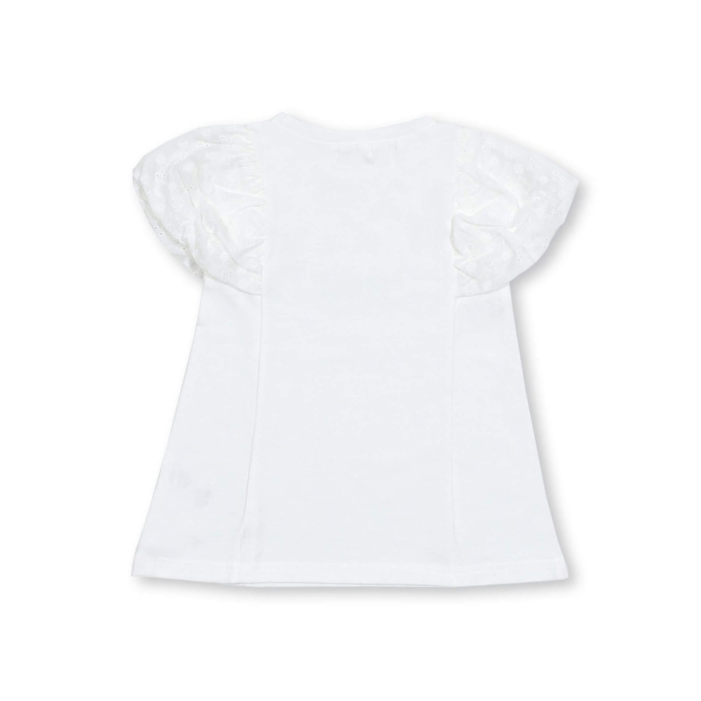 tシャツ Tシャツ フラワーレースパフスリーブ半袖Tシャツ レディース