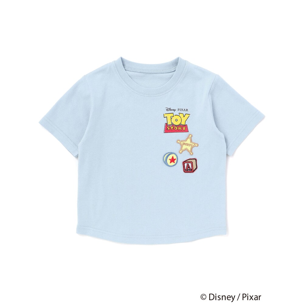 【トイ・ストーリー(Toy Story)コレクション】キャラクターワッペン&バックプリント半袖Tシャツ(80~130cm) ブルー 80cm