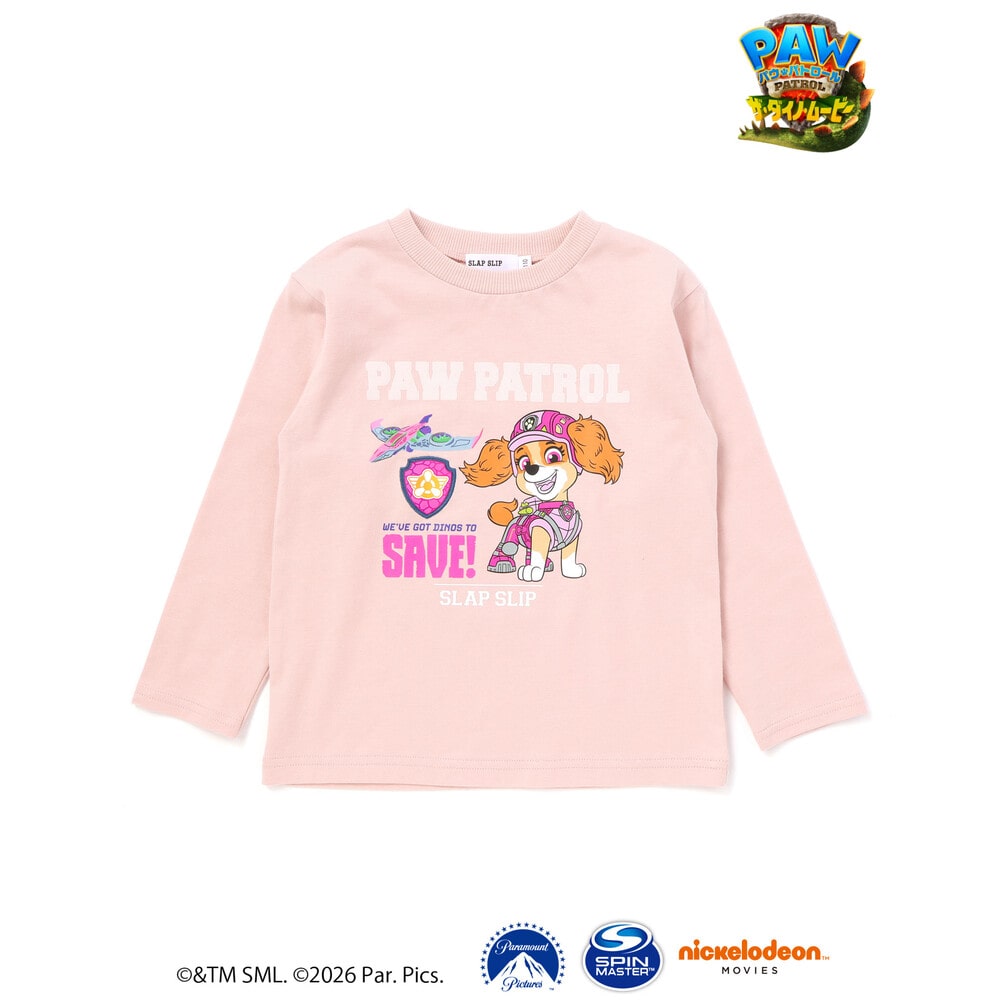 【パウ・パトロール×SLAPSLIP】無地&袖切り替えプリント長袖Tシャツ(90~130cm) ピンク 90cm