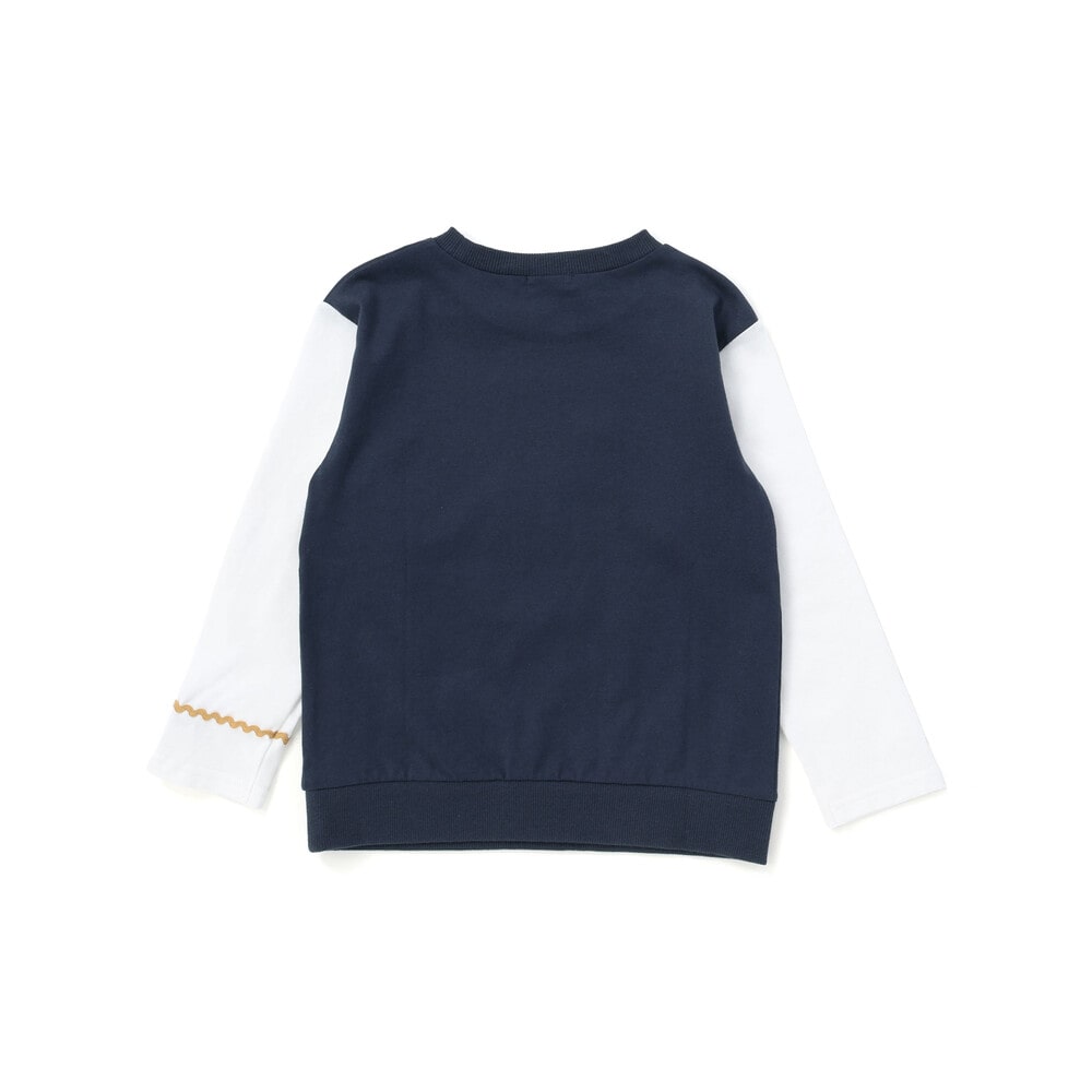ネクタイメガネパッチ袖切り替え長袖Tシャツ(80~130cm) ネイビー 80cm