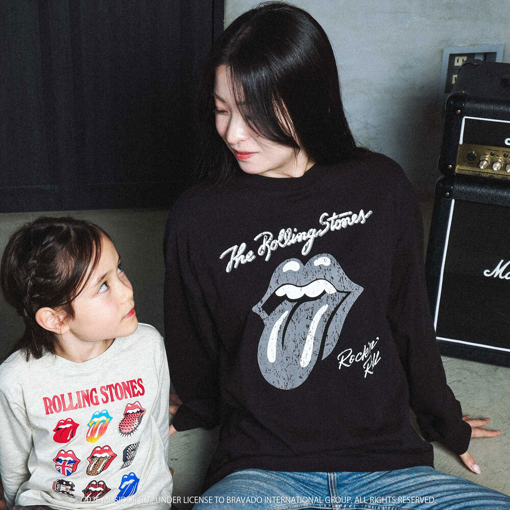 【ザ・ローリング・ストーンズxSLAP】フロントxバックロゴプリント長袖Tシャツ大人 オフホワイト ワンサイズ