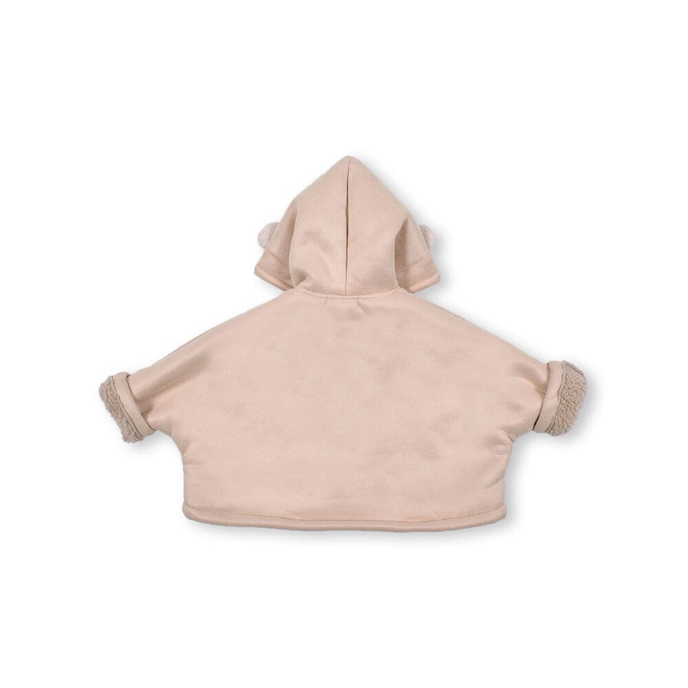 くま 耳 モチーフ お菓子 刺繍 裏ボア マント ベビー (50~90cm) ベージュ ワンサイズ