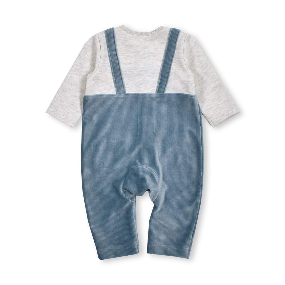 クッキー くま 刺繍 サロペット ドッキング ロンパース ベビー (60~80cm) ブルー 60cm