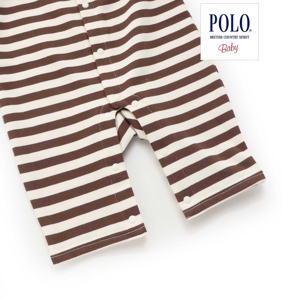 【POLO BCS(ポロ・ビーシーエス)×SLAP SLIP】胸元切り替え裏毛カバーオールベビー(60~80cm) オフホワイト系 60cm