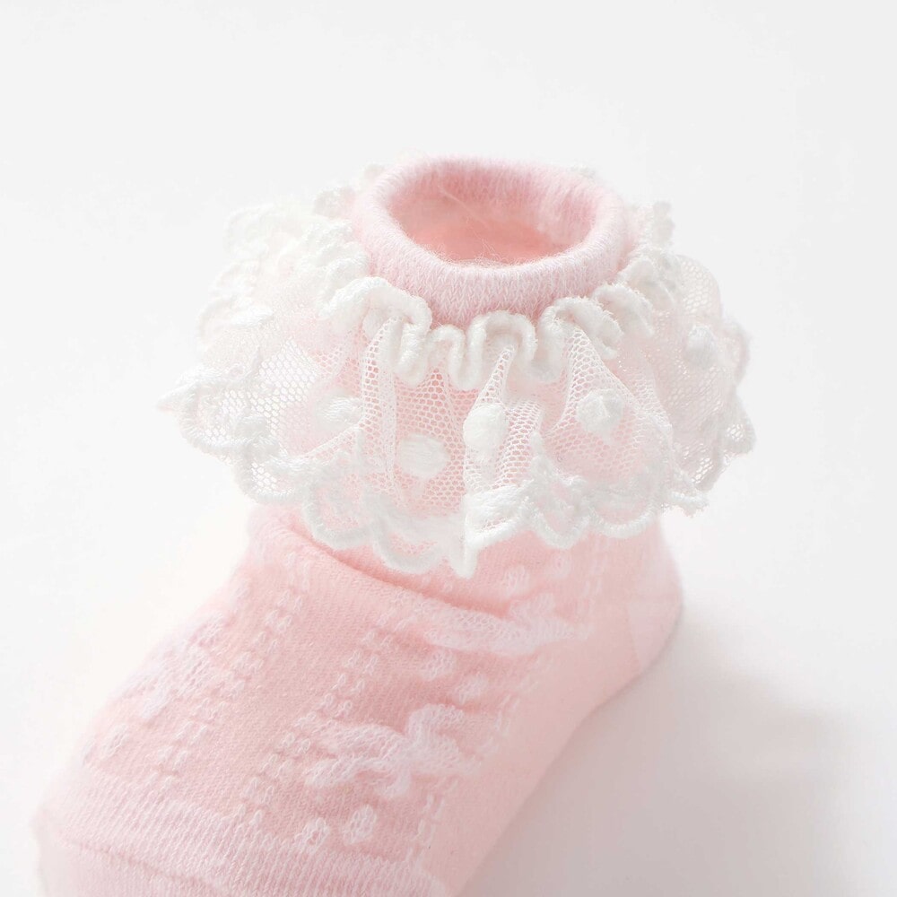 花モチーフ編みレースソックスベビー(9~12cm) オフホワイト ワンサイズ(9-12cm)