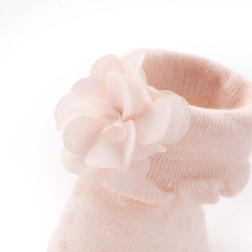 立体花モチーフソックスベビー(9~12cm) ホワイト ワンサイズ