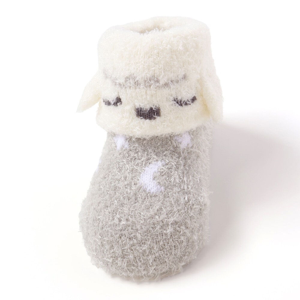 アニマル折り返しブークレニットソックスベビー(9~12cm) ピンク系 ワンサイズ