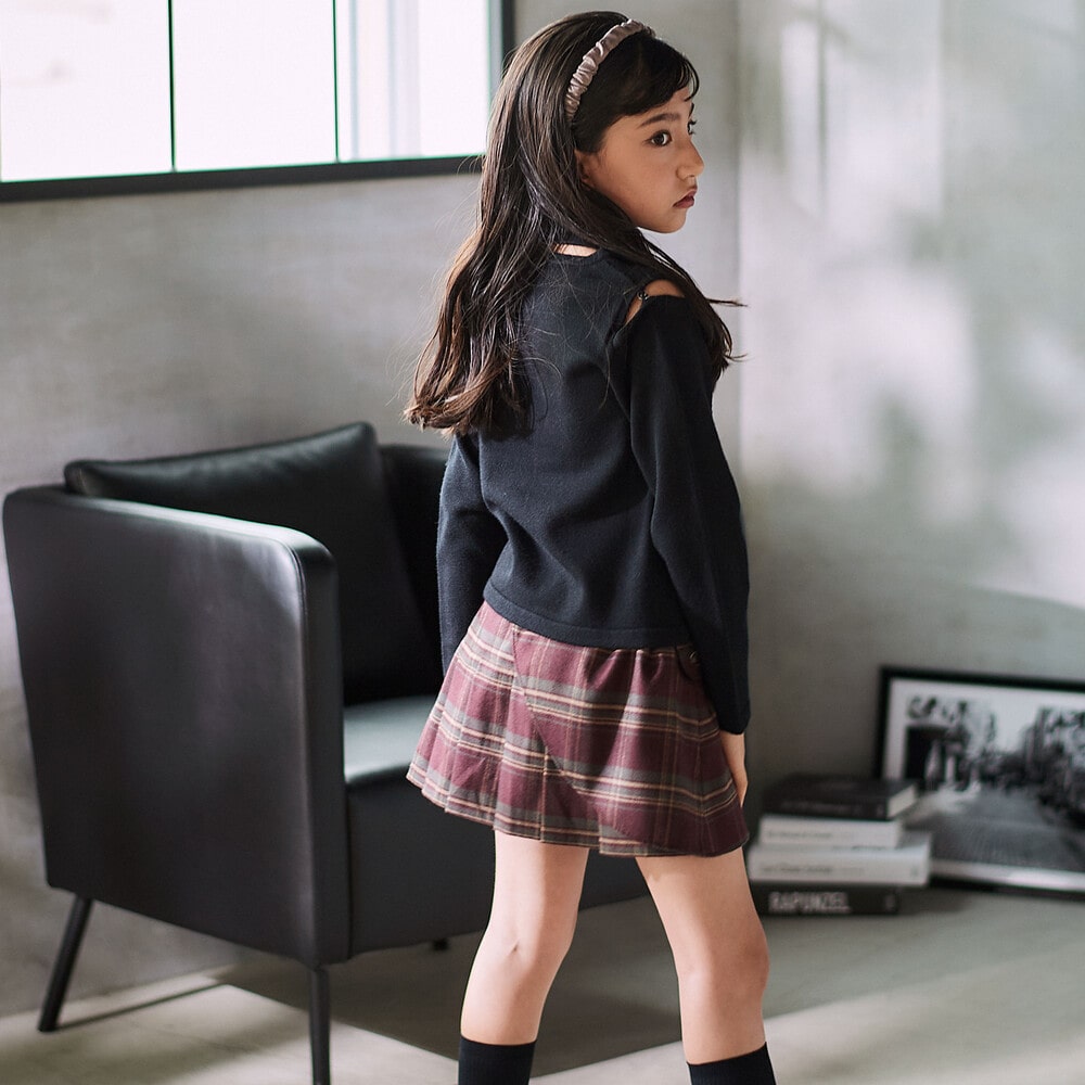 レイヤードプリーツスカパン(110~150cm) ネイビー 110cm