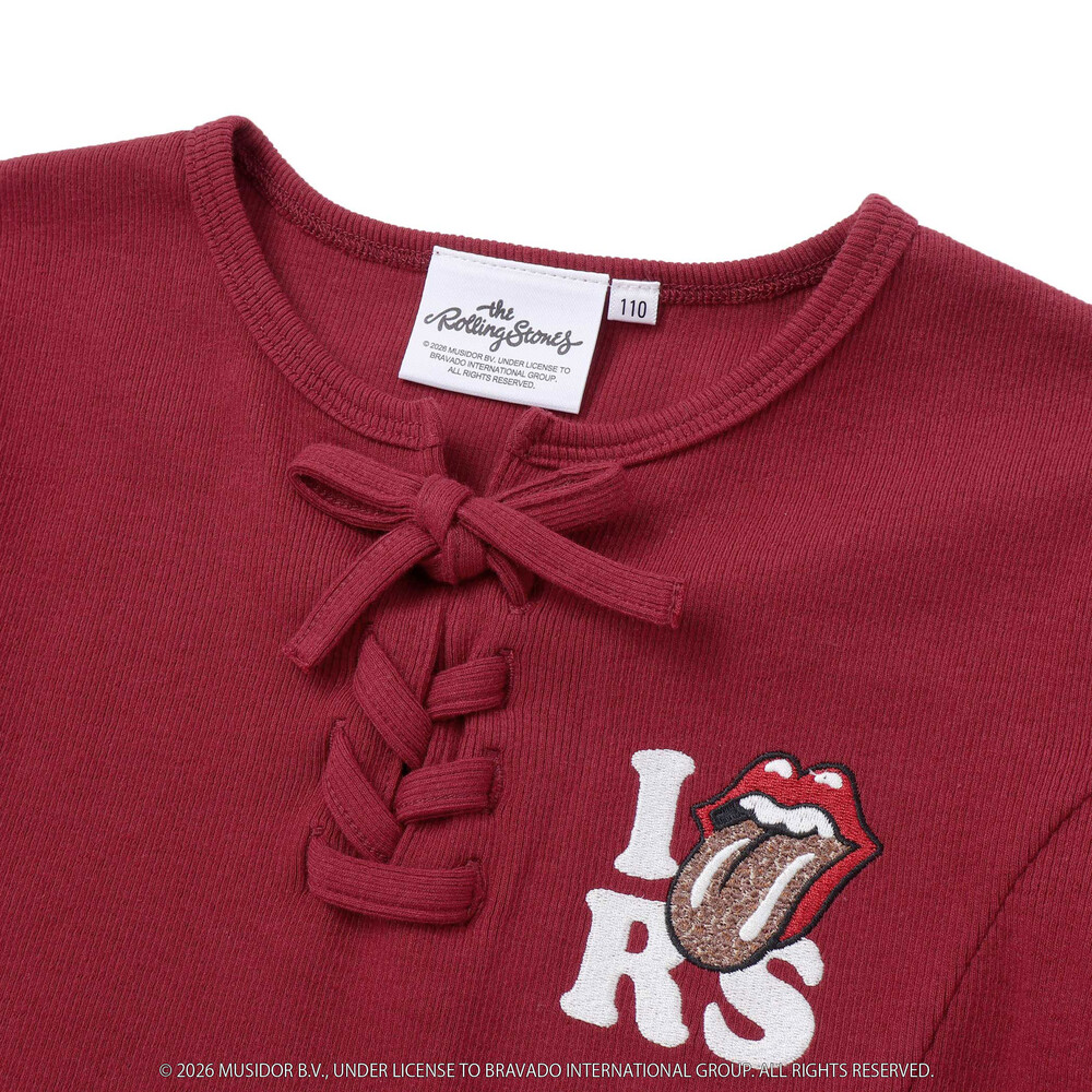 【ザ・ローリング・ストーンズxNEXCHIC】編み上げリブTシャツ(110~150cm) レッド 110cm