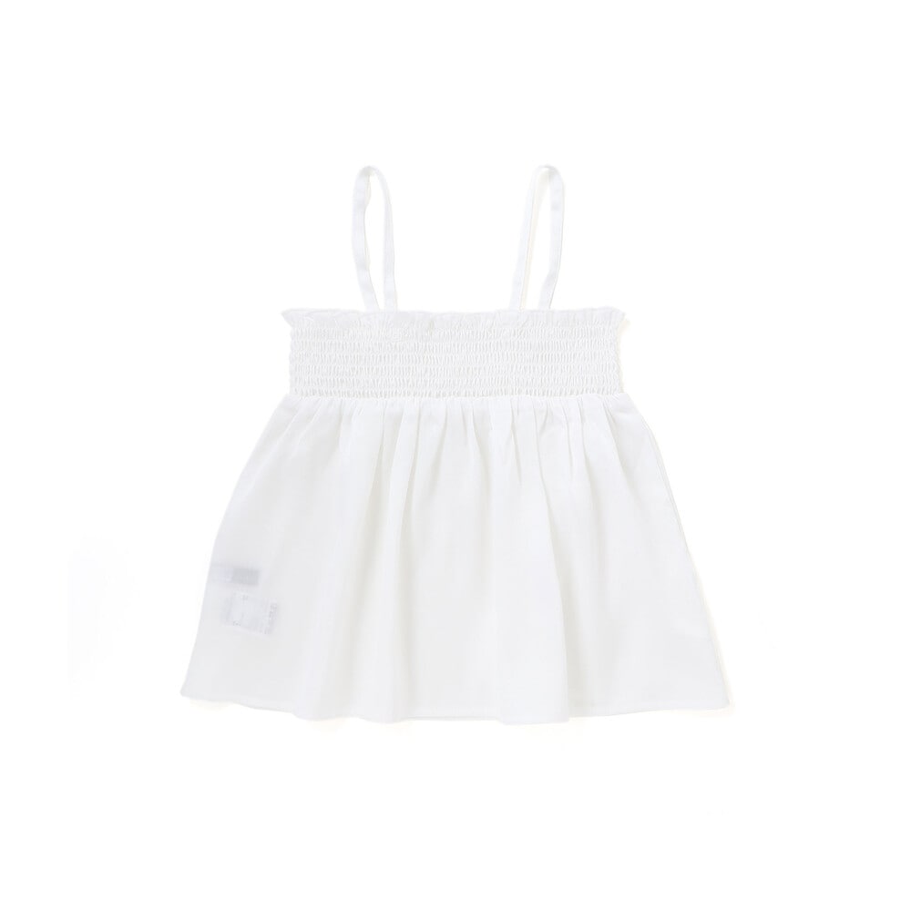 ラメジョーゼットシャーリングキャミ+リブボーダー長袖Tシャツセット(90~160cm) ホワイト 90cm