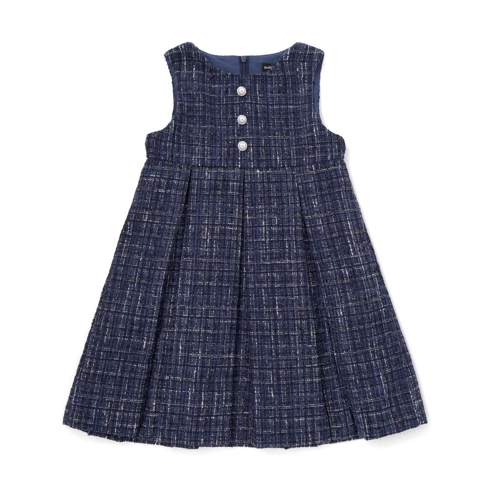 【お揃い】エタンセルラメツイードプリーツジャンパースカート(100~150cm) レッド系 100cm