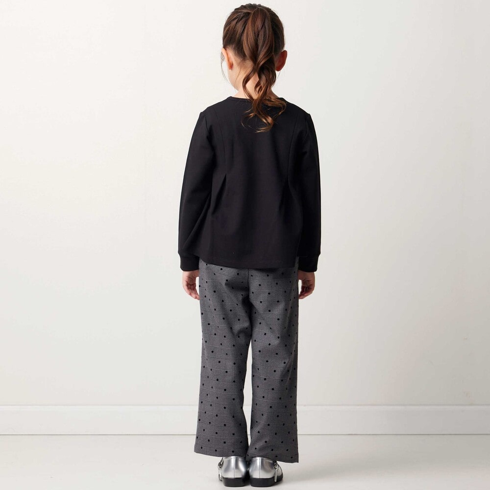 【お揃い】グレンチェック×ドットツータックワイドパンツ(100~160cm) グレー系 100cm