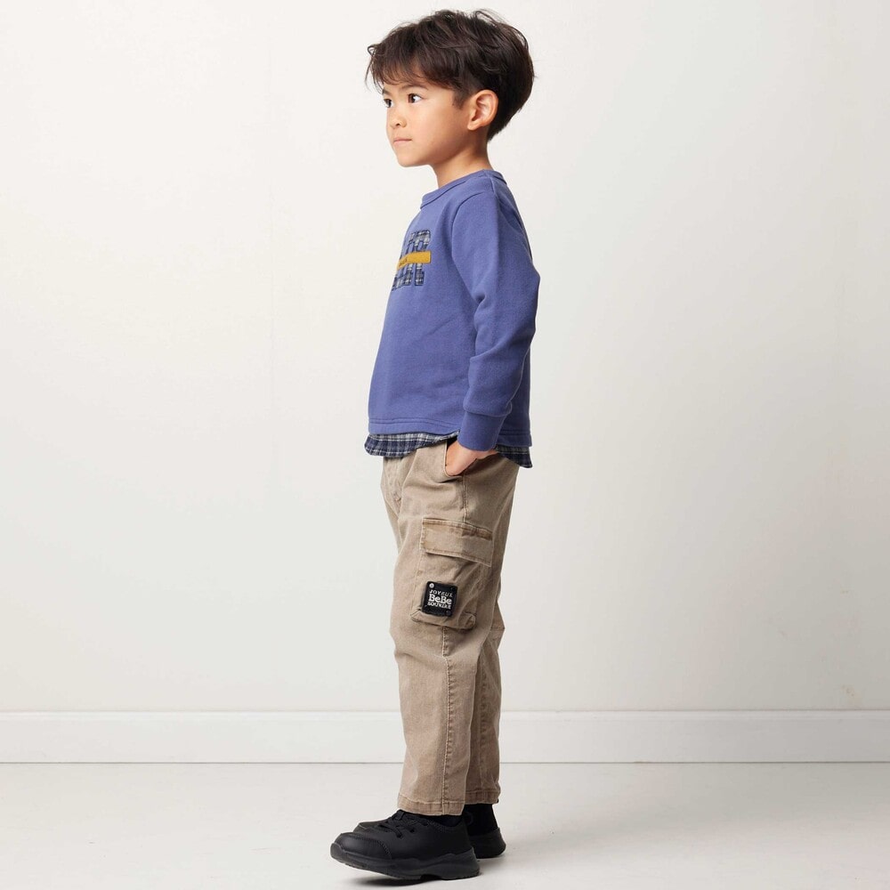 バレルレッグツイルカーゴロングパンツ(90~150cm) ブラウン 90cm