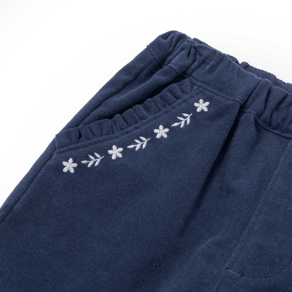リブレスコールフリルリボンポケットスリムロングパンツ(100~160cm) ネイビー 100cm