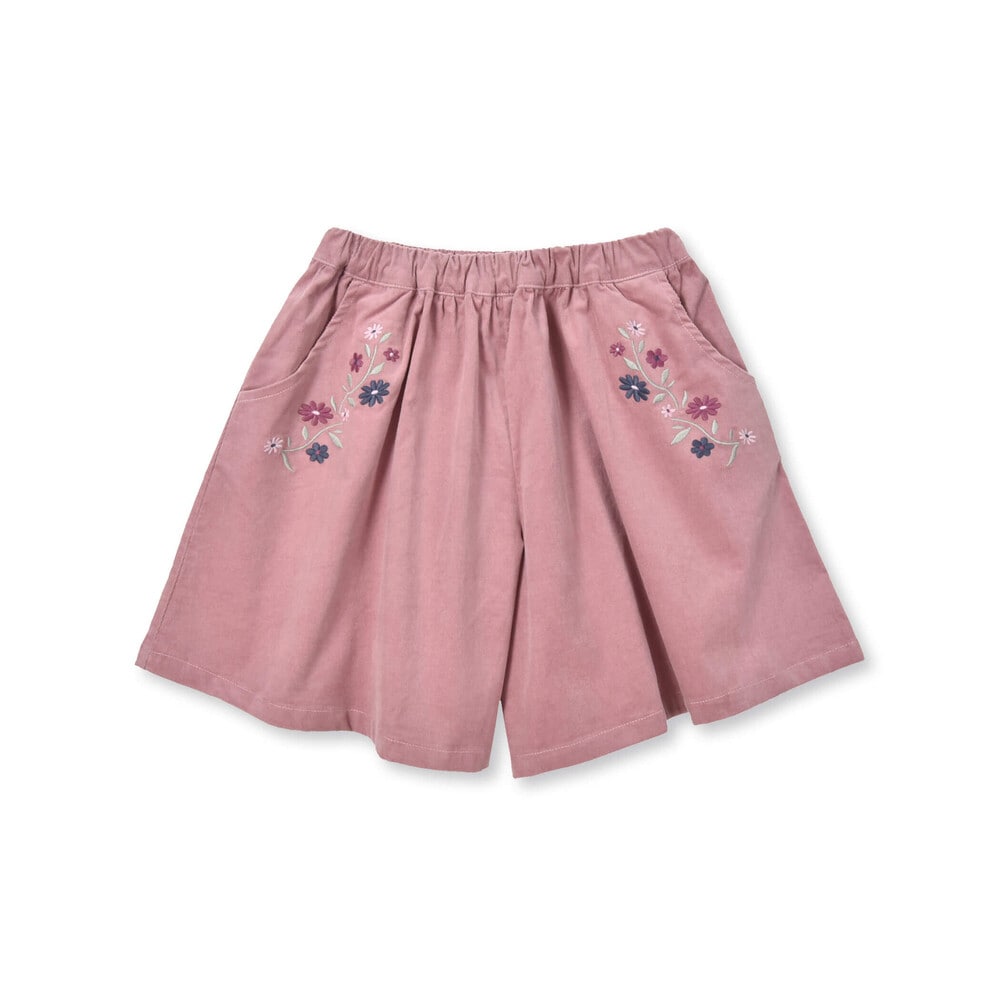 コールテンフラワー刺しゅうキュロットパンツ(80~150cm) ピンク 80cm