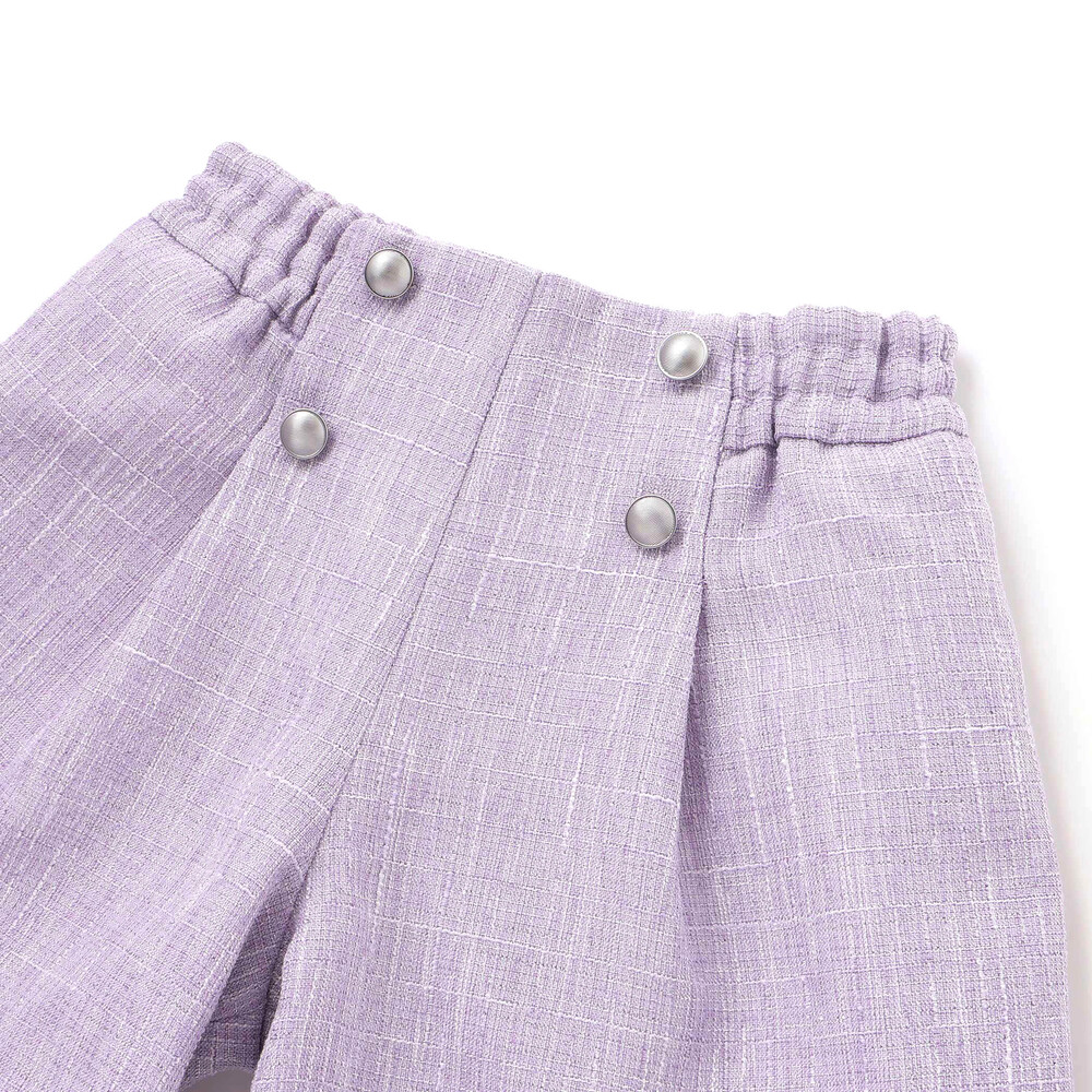 【お揃い】ツイード調フリンジショートパンツ(90~150cm) パープル系 90cm