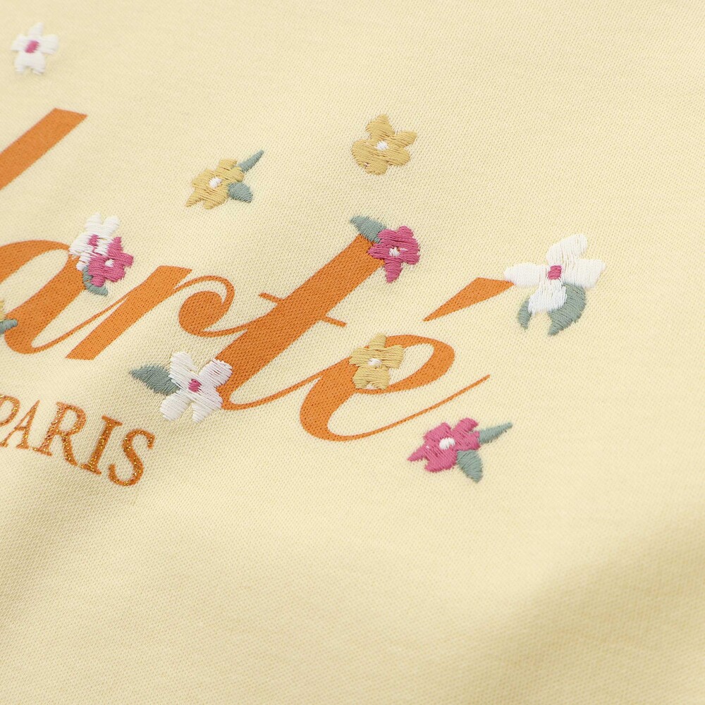 フラワーロゴ刺しゅうスカラップスムース長袖Tシャツ(90~150cm) イエロー 90cm