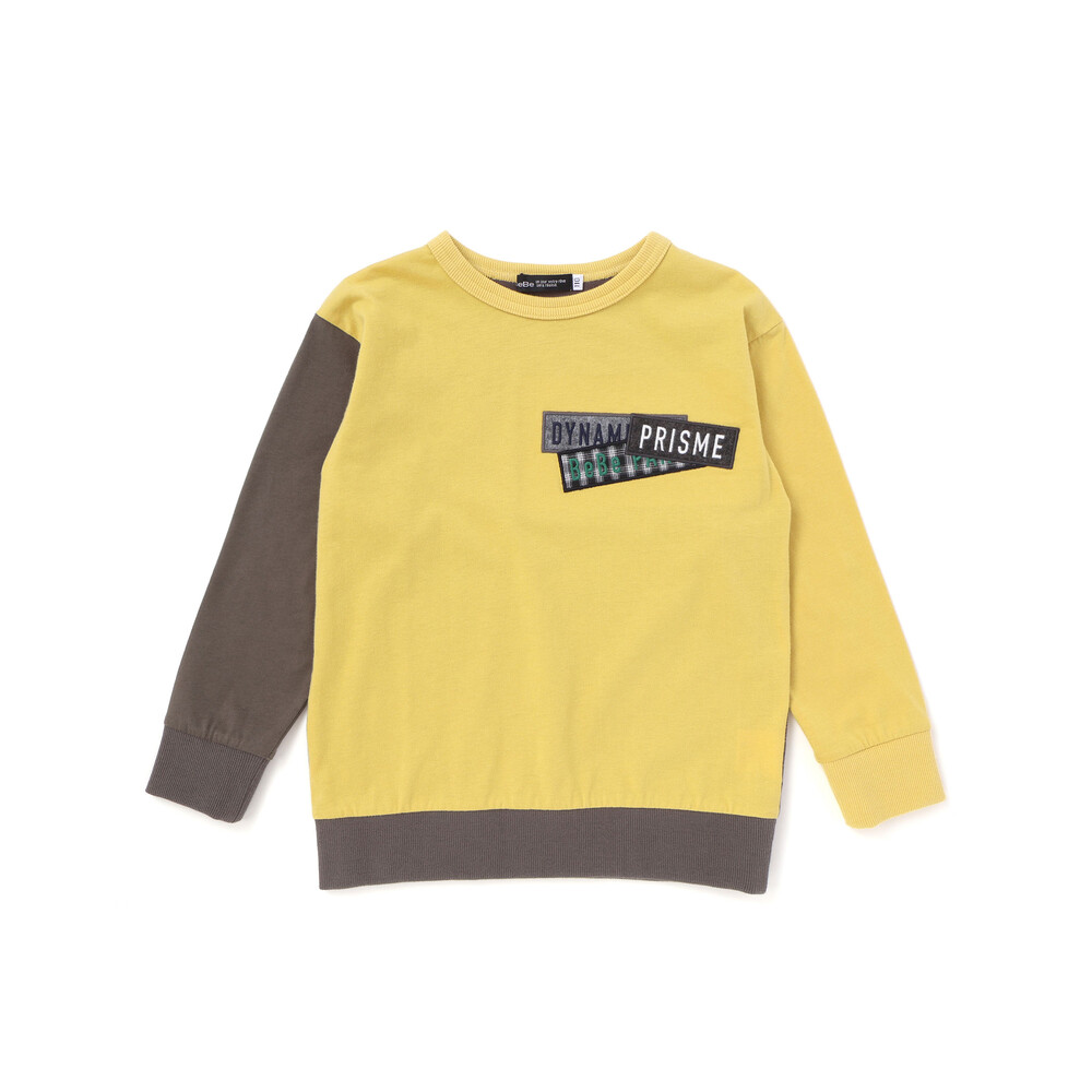ランダム配色ワッペン刺しゅう長袖Tシャツ(90~160cm) イエロー 90cm