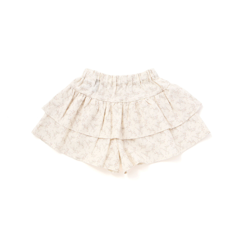 【お揃い】ネル起毛小花柄フリルキュロットパンツ(80~90cm) オフホワイト系 80cm