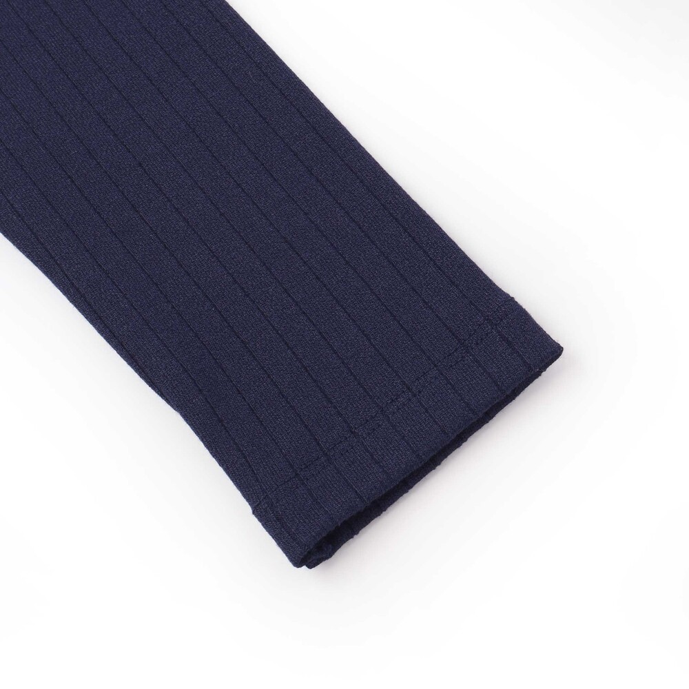 【限定商品】リブ+ネル花柄ドッキング長袖ワンピース(95~150cm) ネイビー系 95cm