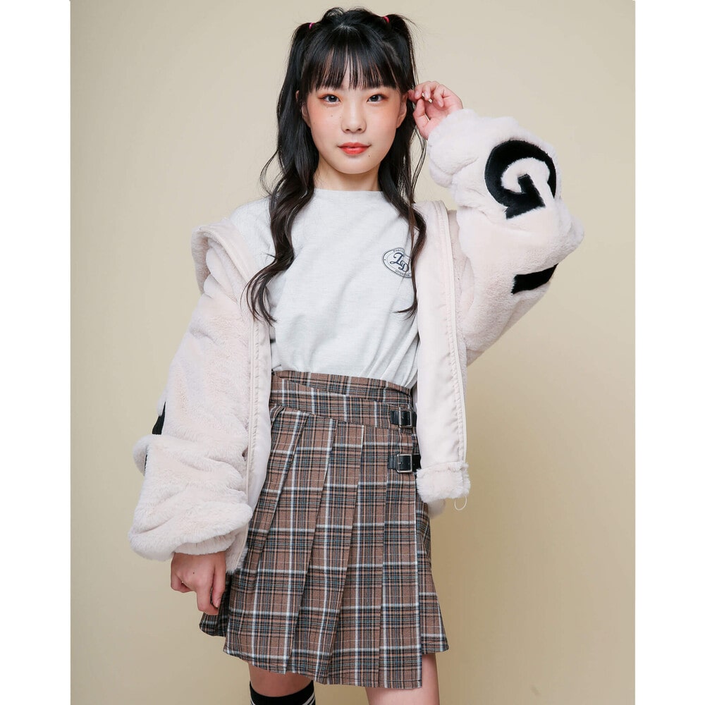 【ニコ☆プチ掲載】 ロゴ ファー フード ジャケット(130cm~160cm) ブラック 130cm