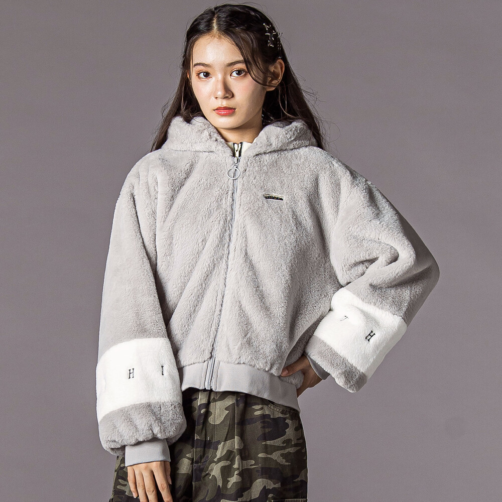 ショート丈ファーブルゾン(130~160cm) グレー 130cm