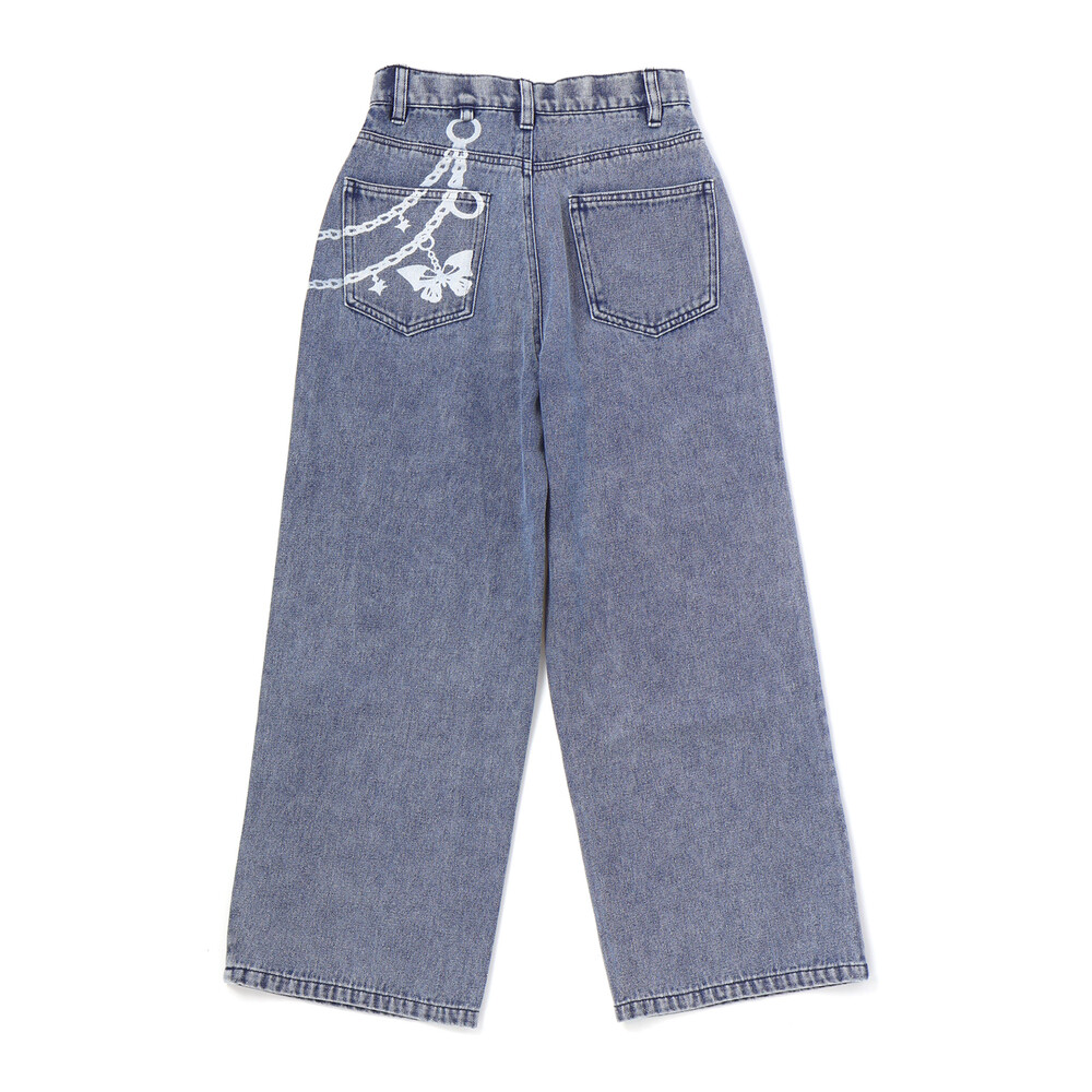 チェーンプリント デニムパンツ(130~160cm) ブルー 130cm