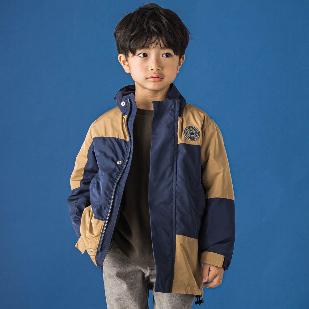 タフタ配色シャカシャカ3wayコート(95~160cm)(95cm グリーン系
