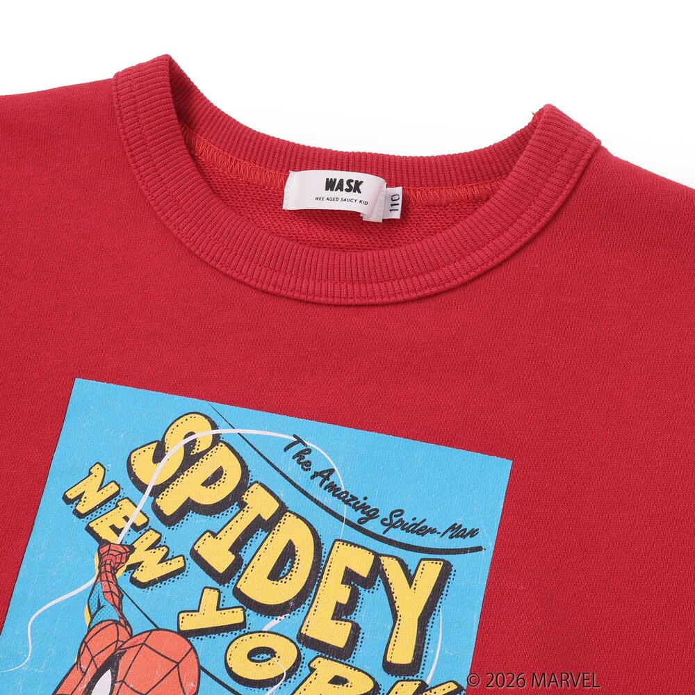 【スパイダーマン】コミックアート スパイダーマン長袖裏毛トレーナー(100~160cm) レッド 100cm