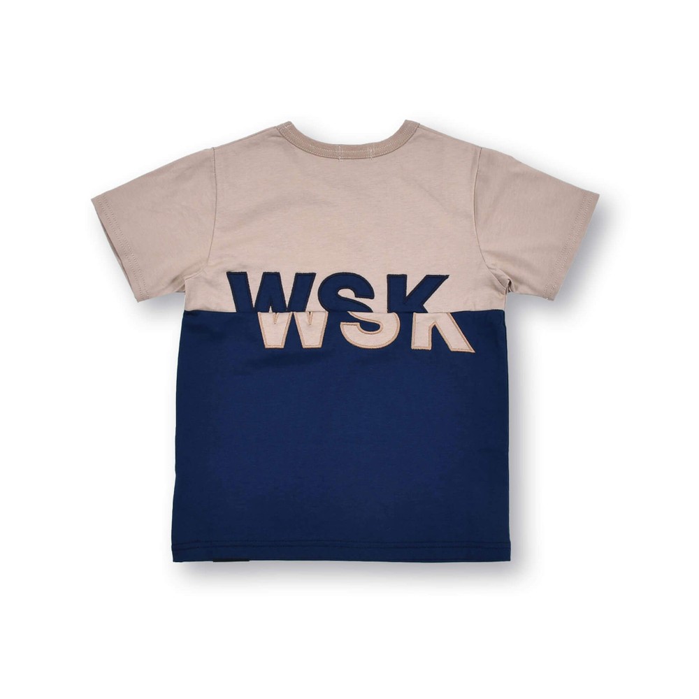 ロゴ 切り替え バイカラー 天竺 半袖 Tシャツ (100~160cm) ベージュ 100cm