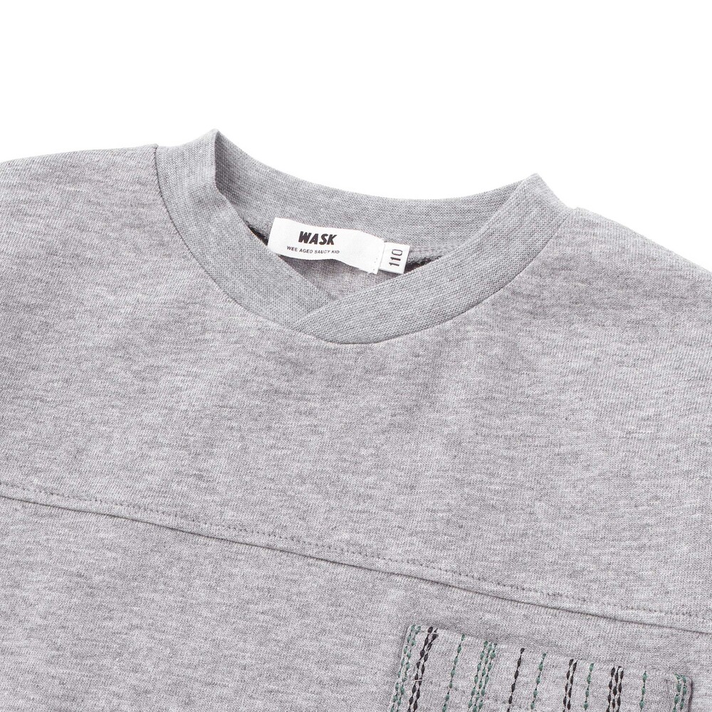 異素材スリーブ ポケットデザイン長袖Tシャツ(110~160cm) グリーン 110cm