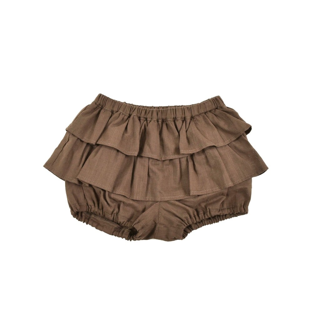 ナチュラル リネンライク コットン フリル ブルマ ベビー 60 90cm ﾜﾝｻｲｽﾞ ブラウン 新生児 ベビー 子供服べべの公式通販サイト Bebe Mall