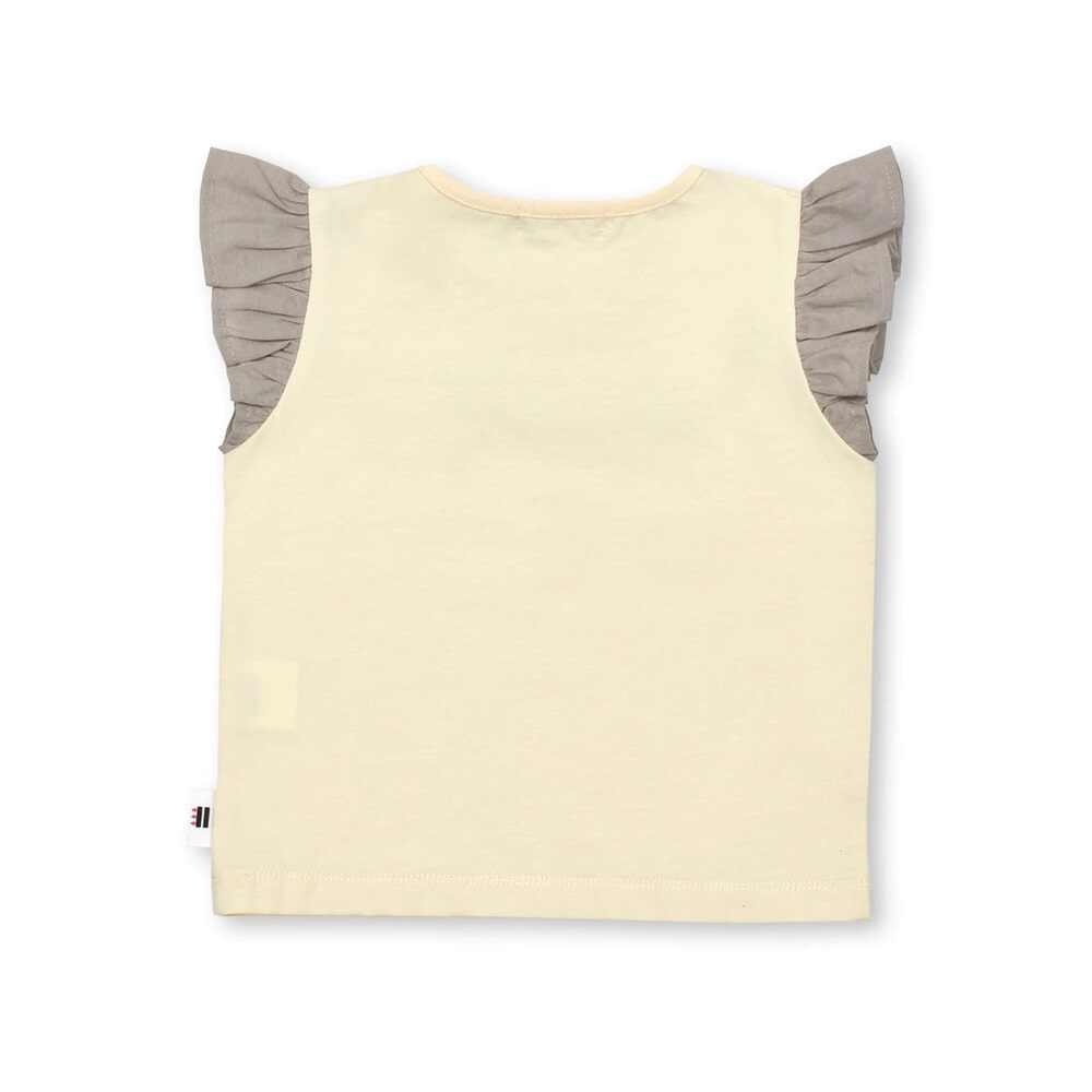 【お揃い】ダンガリー花柄パイピングフリルTシャツ(80~110cm) ホワイト 100cm