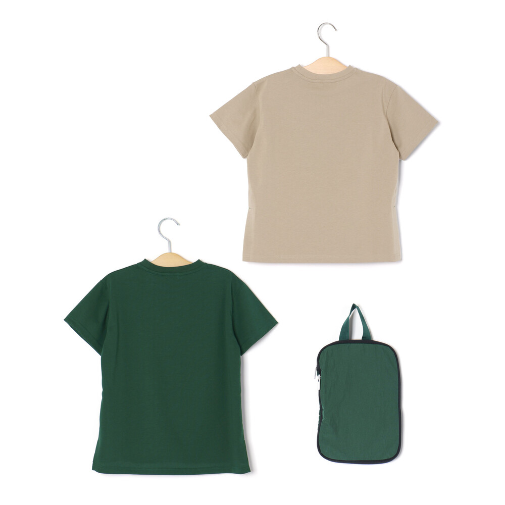 【トラベルポーチ付き】天竺スリット入りTシャツ2枚セット親子お揃い(110~140cm) グレー M(110~125cm)